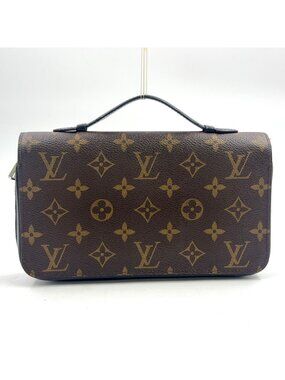 Louis Vuitton Zippy XL Monogram Macassar Leather Brown Black Zip Around Wallet